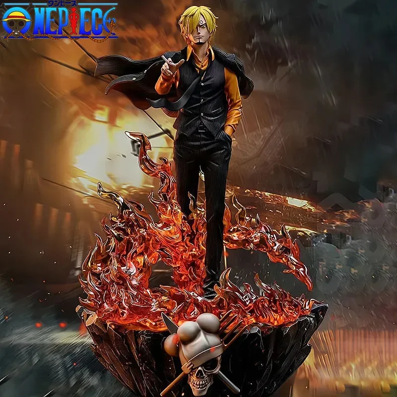 

One Piece Anime Figure Gk Three Fighting Blood Sanji Luffy Sauron Illuminated Scene Statue Model Ornaments Christmas Toys Gifts