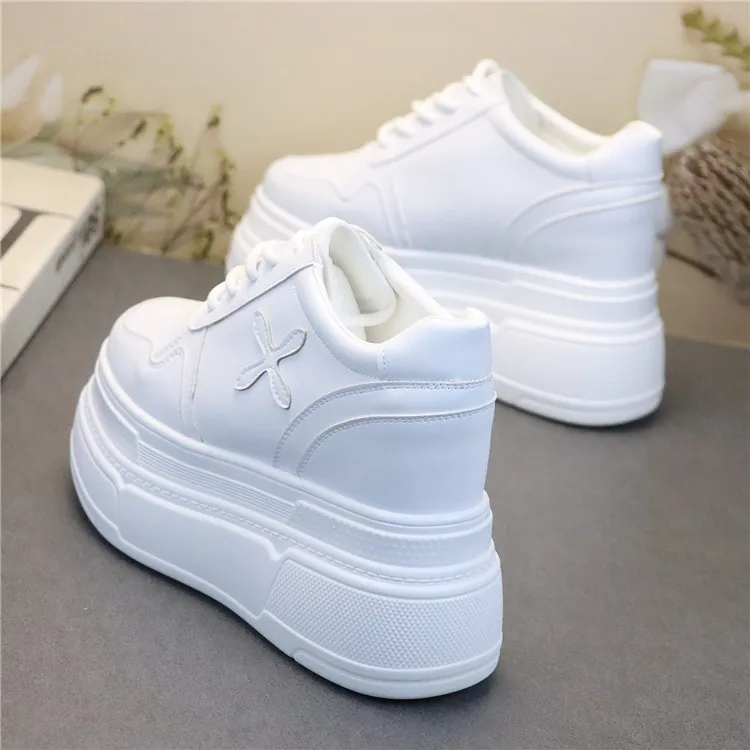 Genuine leather 10cm 12CM Increase Flat Platform Shoes
