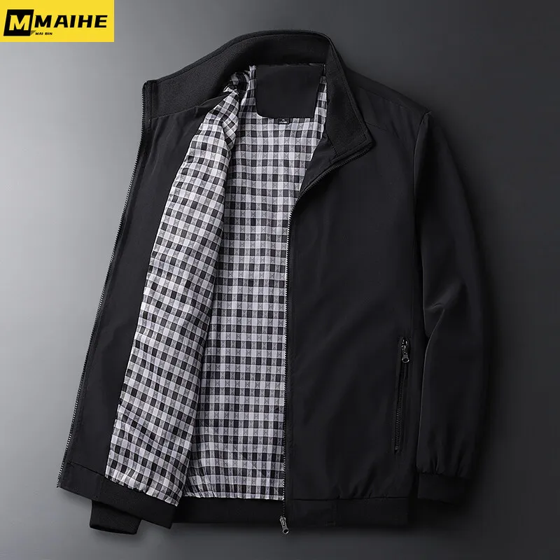 

2024 Spring Jacket Men's Fashion All-match Stand Collar Windbreaker Business Casual Loose plus size Men's Coat Daily Clothing