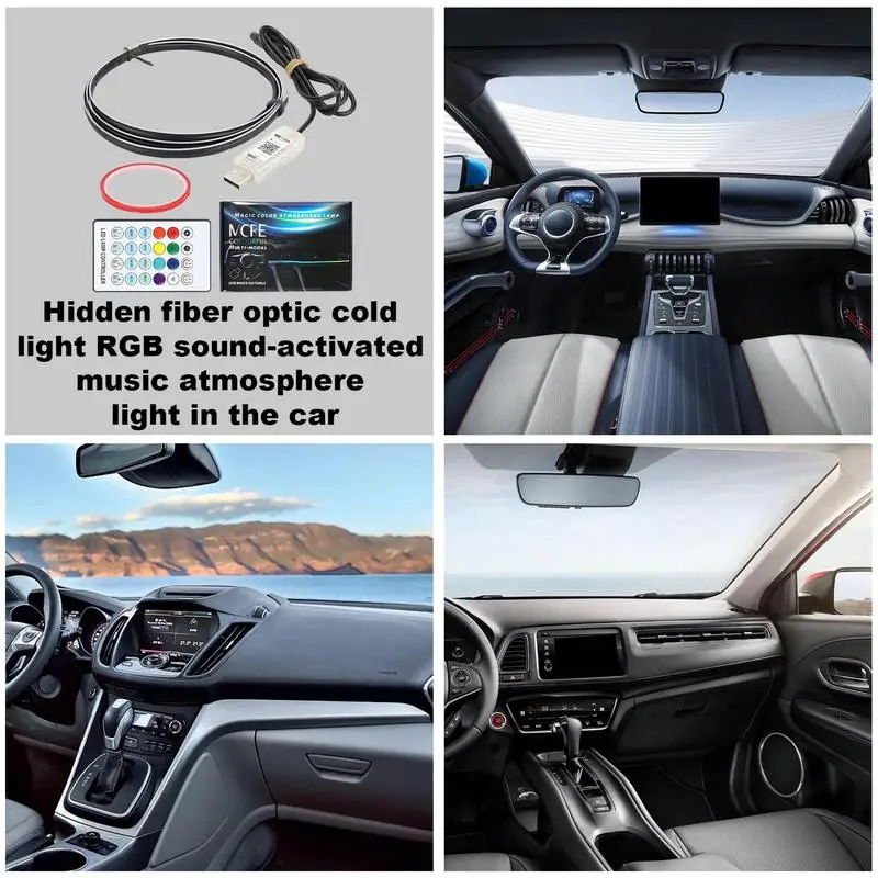 

Car LED Ambient Light Acrylic Strips Full Colors RGB Car Interior Hiddens Fiber Optic Neon Atmosphere Strip Light Decorative
