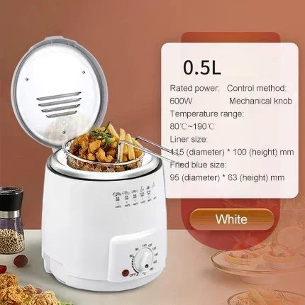 Smokeless Multifunctional 0.5L Mini Electric Oil Fryer Oven French Fries Chicken Frying Pot Grill Fried Fish Hotpot Machine EU 5