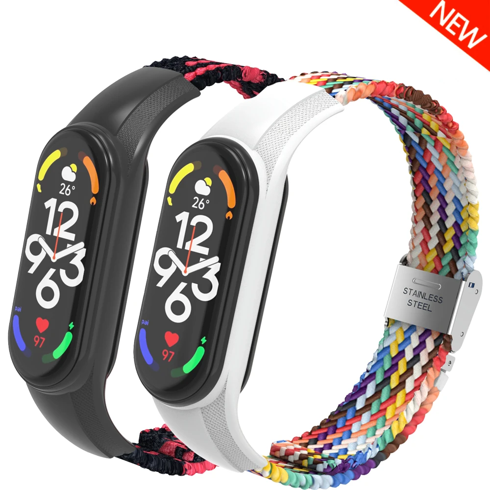 

Nylon Strap for Xiaomi Mi band 7 6 5 Bracelet Mi7 Mi6 Mi5 Watchband Braided belt for Xiomi Miband 5 6 7 Band7 Wristband Straps