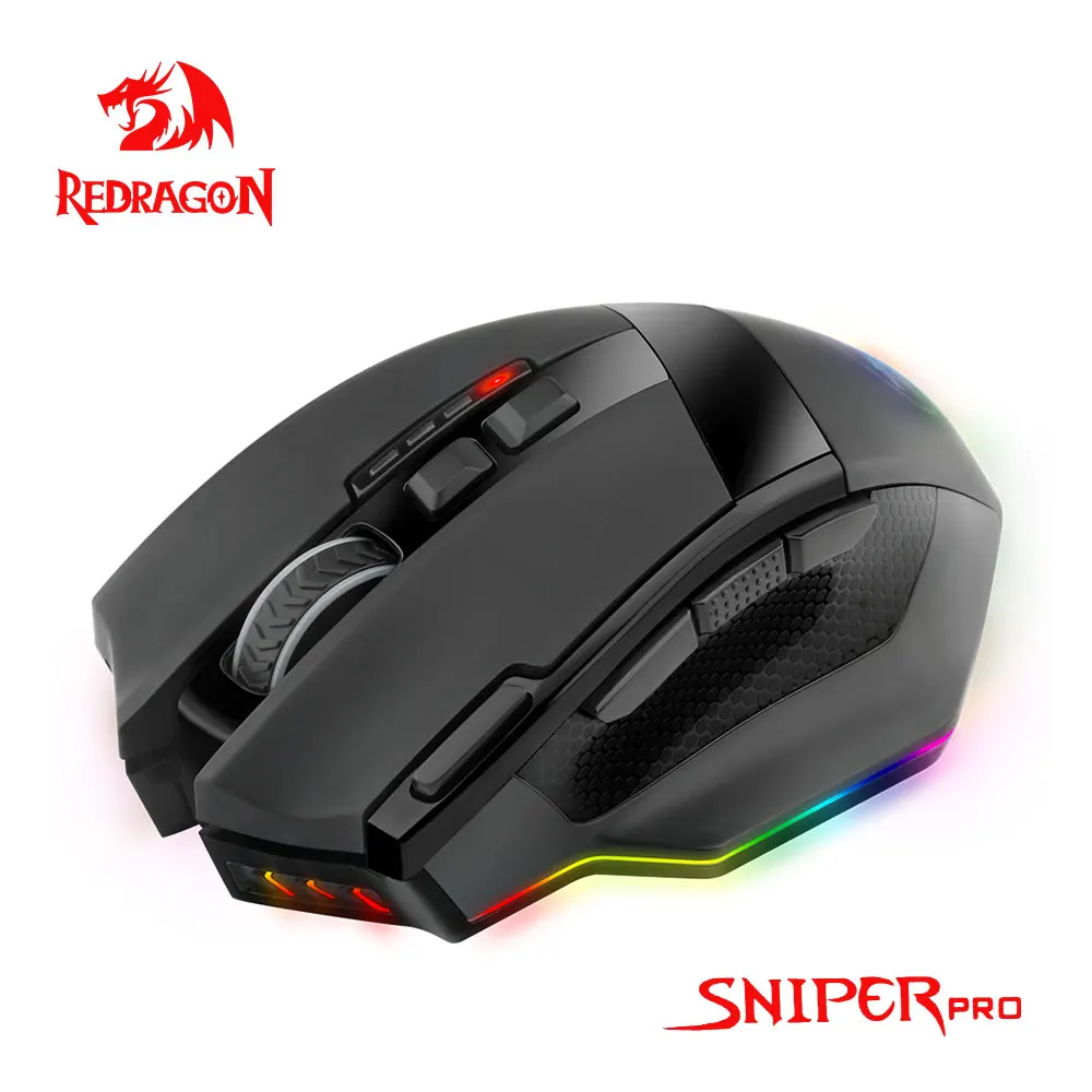 Беспроводная игровая мышь Redragon Sniper Pro M801P RGB, 2,4 ГГц, подходит для правой руки, перезаряжаемая