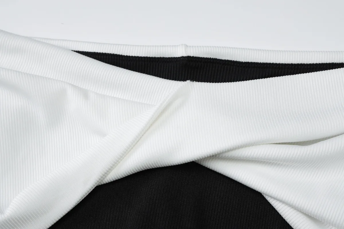 Elegant Contrast Slim Maxi Dress Female Off-Shoulder Fashion Twist Long Sleeve Patchwork Dress Ladies Party Dress Clothes