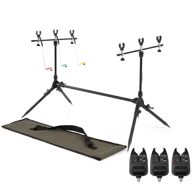 Lixada Adjustable Retractable Carp Fishing Rod Pod Stand Holder Fishing  Pole Pod Stand with 3 Bite