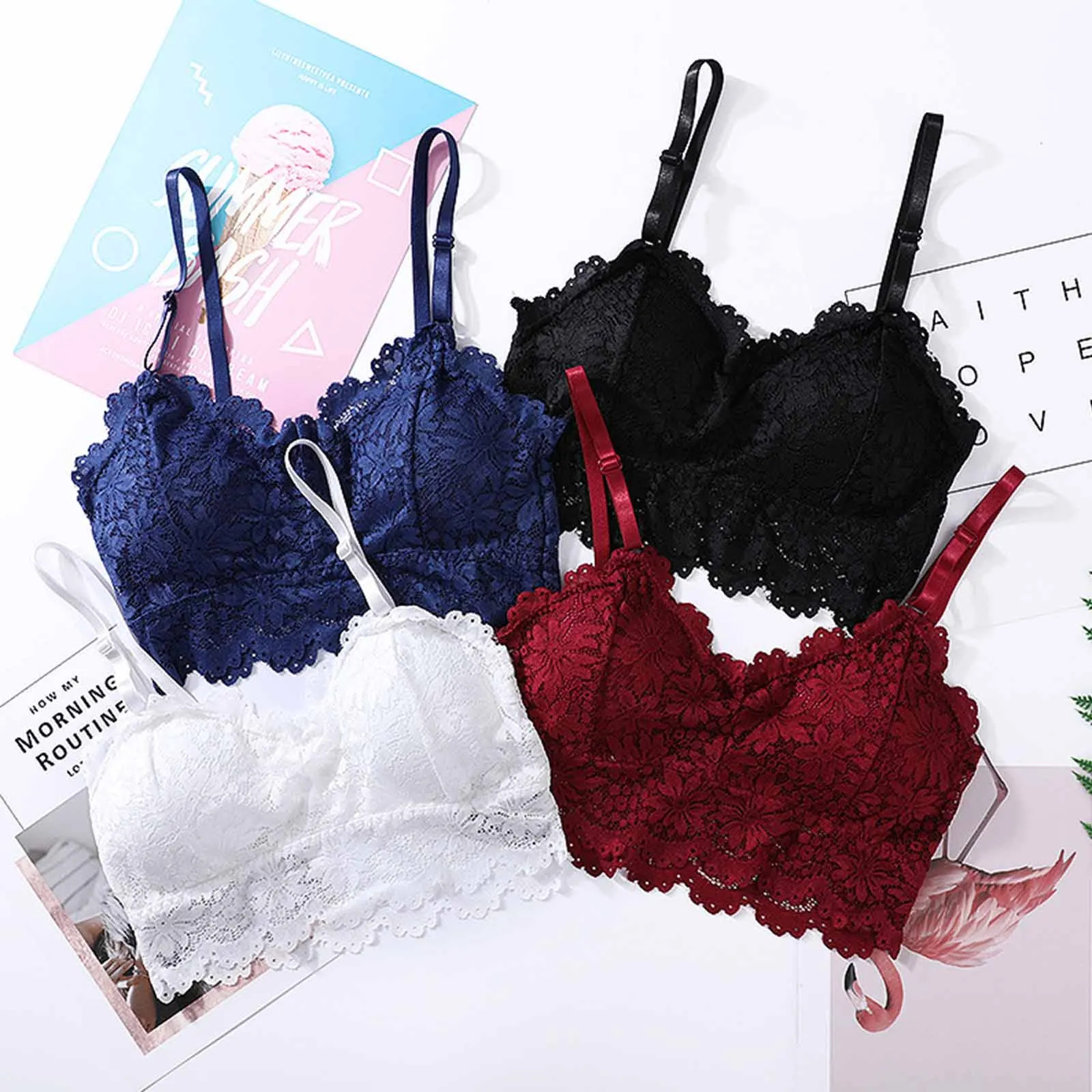 Sexy Bra Women Lace Bralette Sexy Lingerie Underwear Wireless Padded Seamless Bra Ultra Strap Padded Bras for Women