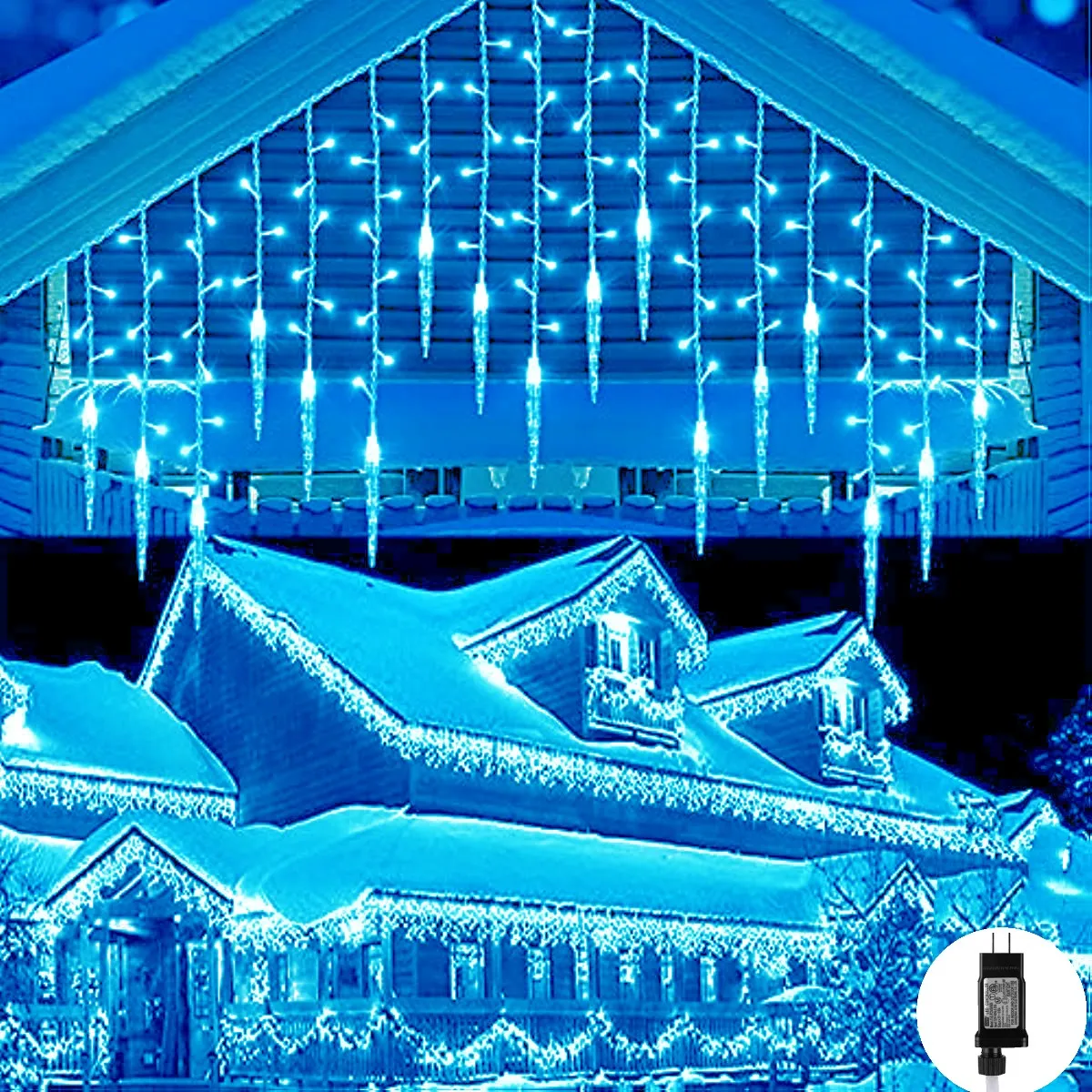 Decoración navideña 2025, guirnaldas de cortina LED, luces de carámbanos impermeables, guirnalda