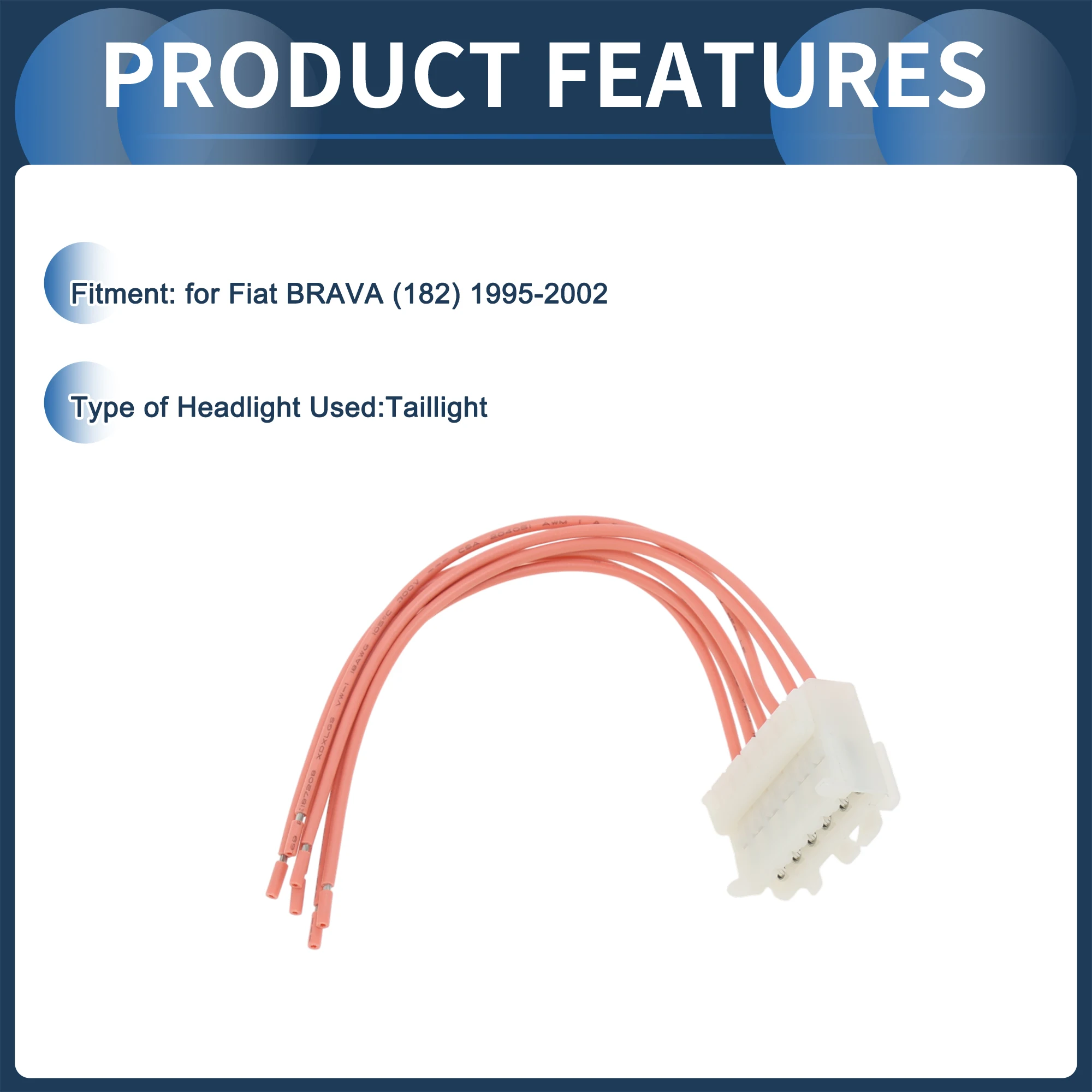 UXCELL No.51277255 Fiat BRAVA(182) 95-02용 헤드라이트 배선 하네스 어셈블리 미등 램프 와이어 하네스 15cm 2개