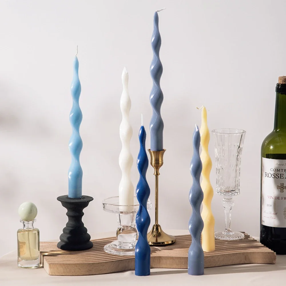Screw Long Pole Candles Acrylic Moulds Wave Column Wedding Decor ...