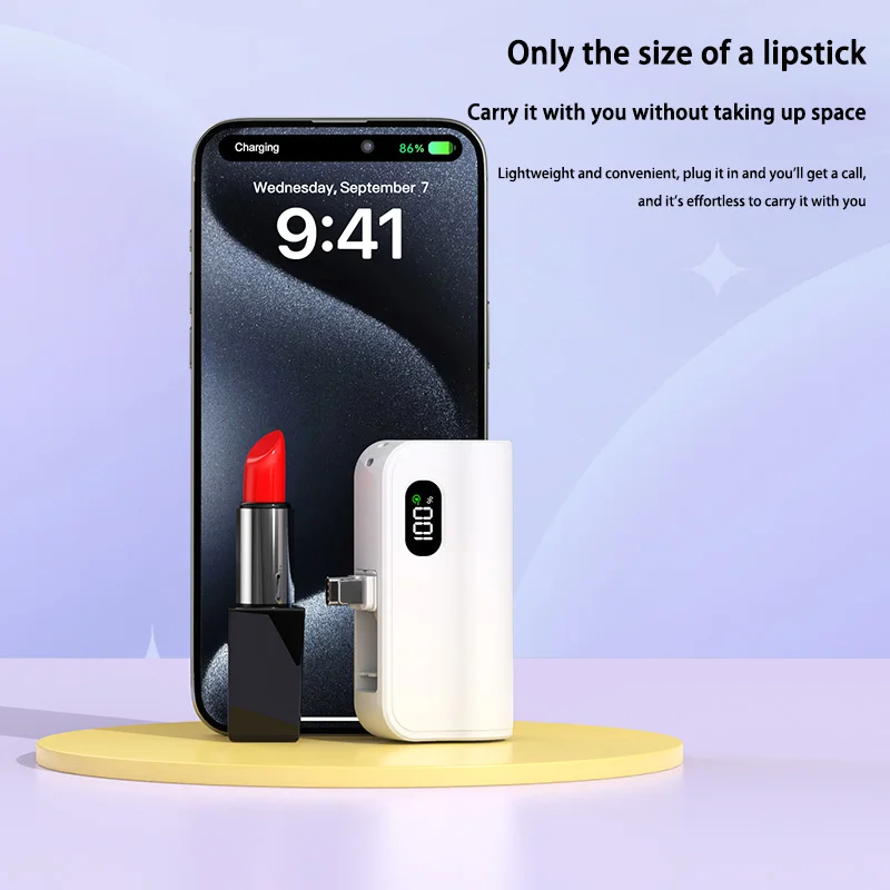 50000mah Capsule Power Bank 120w Hidden Dual Interface Compact Portable Mobile Power Bank Mini Fast Charging For Iphone Samsung 6