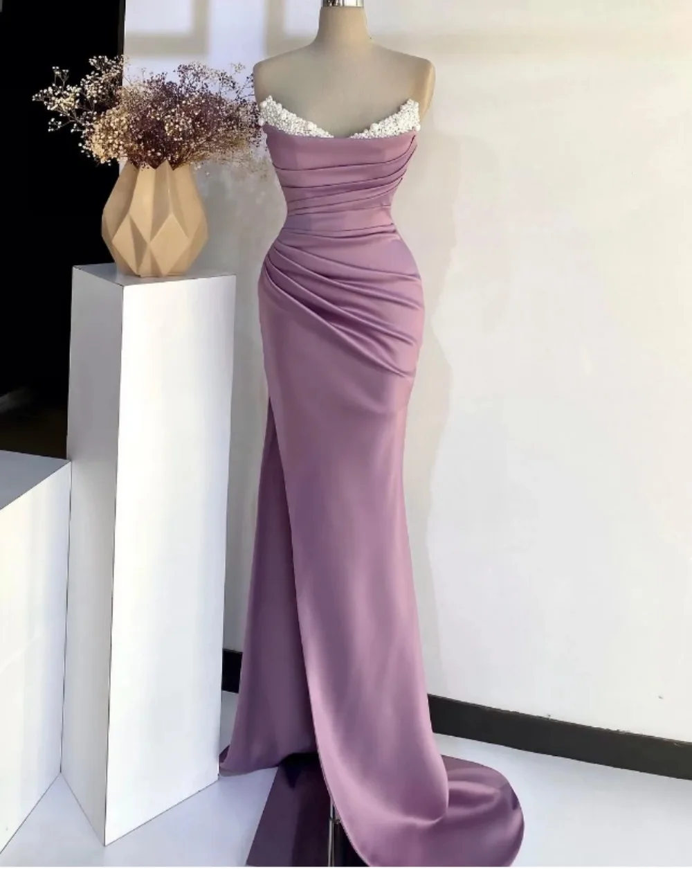 

Women Purple Prom Dress V-Neck Sleeveless Formal Evening Dress Sheath Mermaid Satin Floor-Length New Party Dress 2024 Long Dress