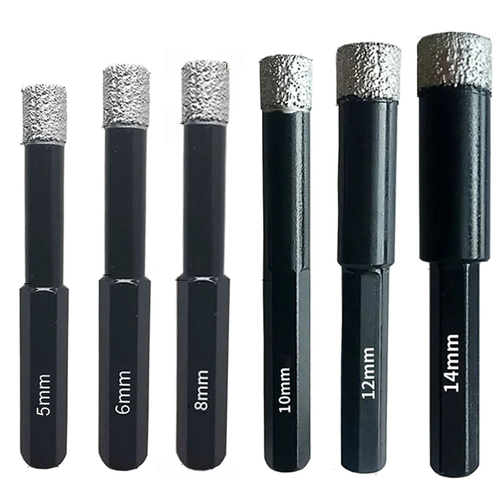 

1pc 5-14mm Dry Diamond Hole Drill Bits Hex Shank For Granite Marble Tile Ceramic Stone Glass Ceramic Tile Open Hole Drill Bit