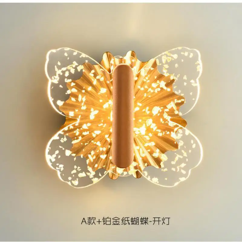 

Corridor LED Wall Lamp Butterfly children light Gold LED strip Bedside Light Balcony master Room Wall fixtures Hallway Wandlamp