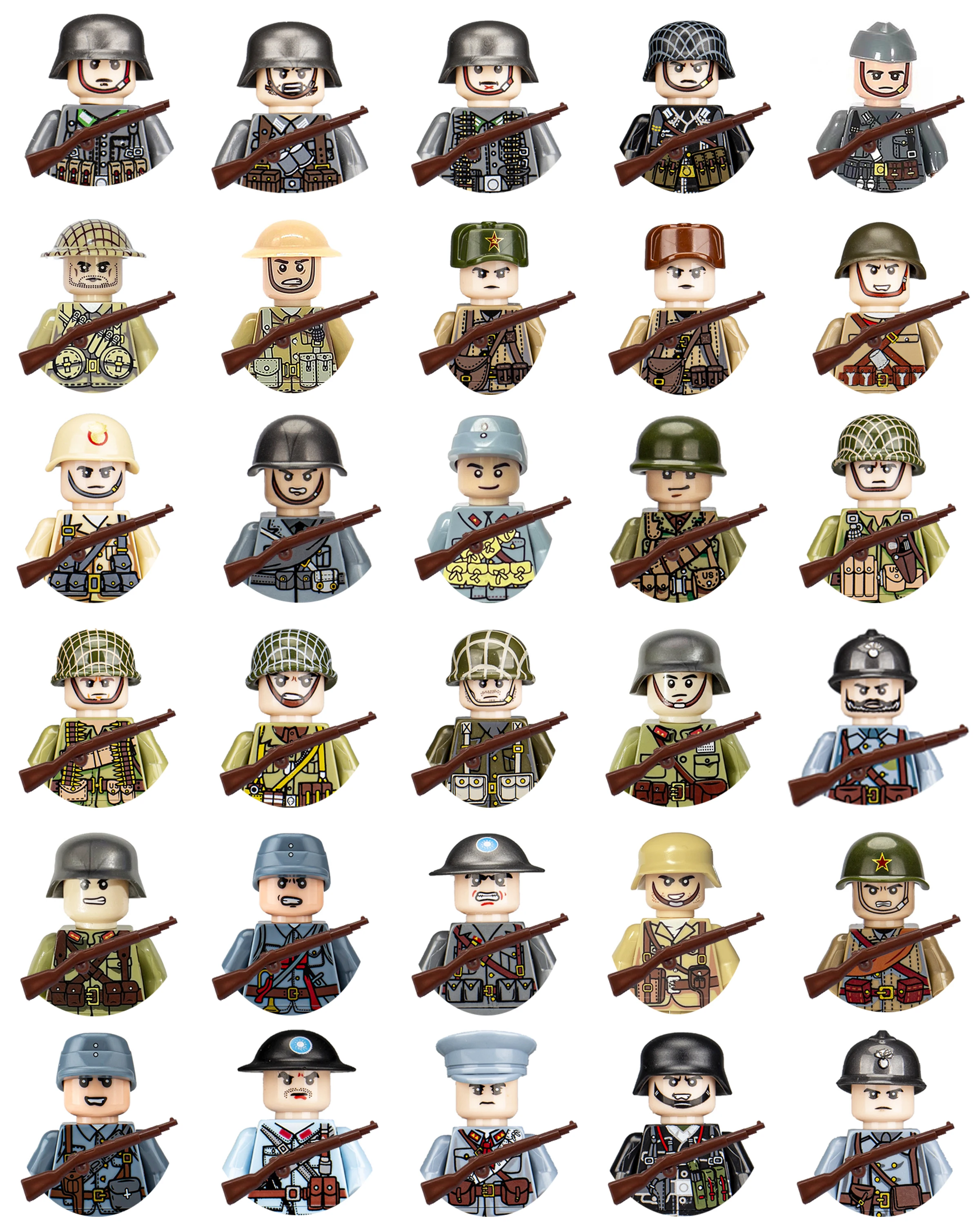 40 Pcs/Lot WW2 military characters WWII soldiers army building blocks assembling bricks national army weapons toys for children 3