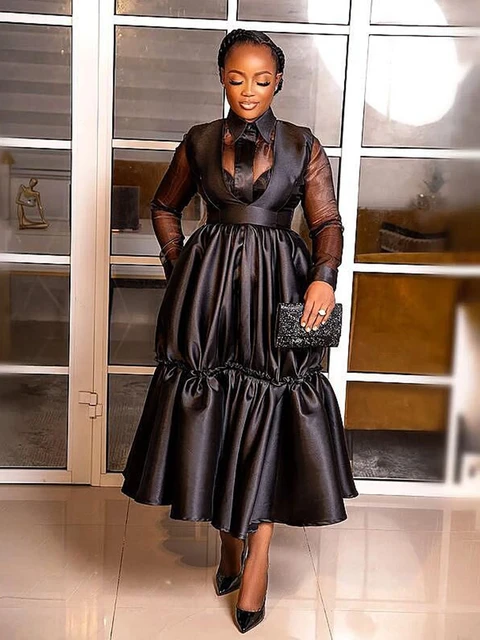 Abimbola Pleated Ruffles Dress with Long Sleeves