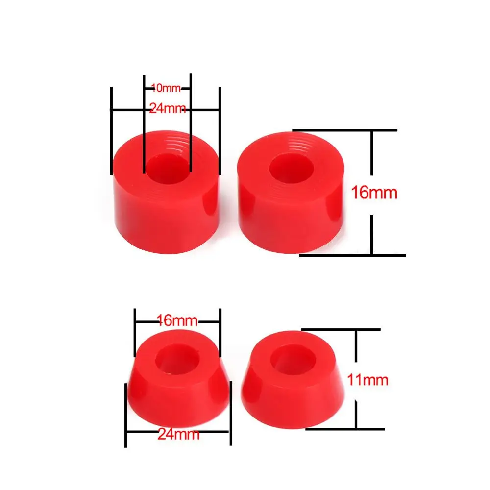 High Quality 1 Set Skateboard PU Rubber Shock Absorber Colorful Shock Pad Set 90a Hard  Longboard Top/Bottom Bush Washers