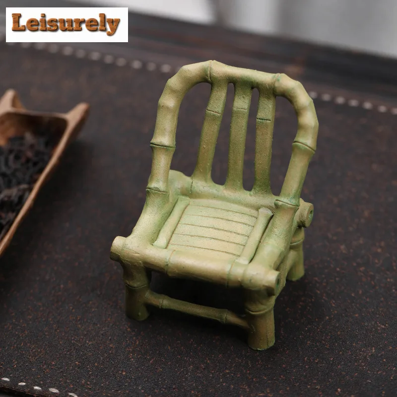 Yixing Zisha Small Bamboo Chair Tea Pet Antique Lucky Model Tea Figurine Play Toys Tea Statue Ornaments Teaset Accessories Craft