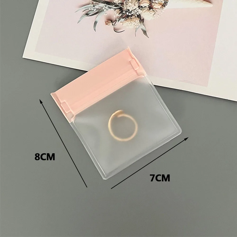 100 Stück rosa Reißverschluss matt gefrostet Schmuck Aufbewahrungstasche hochwertige klare Druckverschlussbeutel Ringe Ohrringe Halskette Verpackung – Detail 11