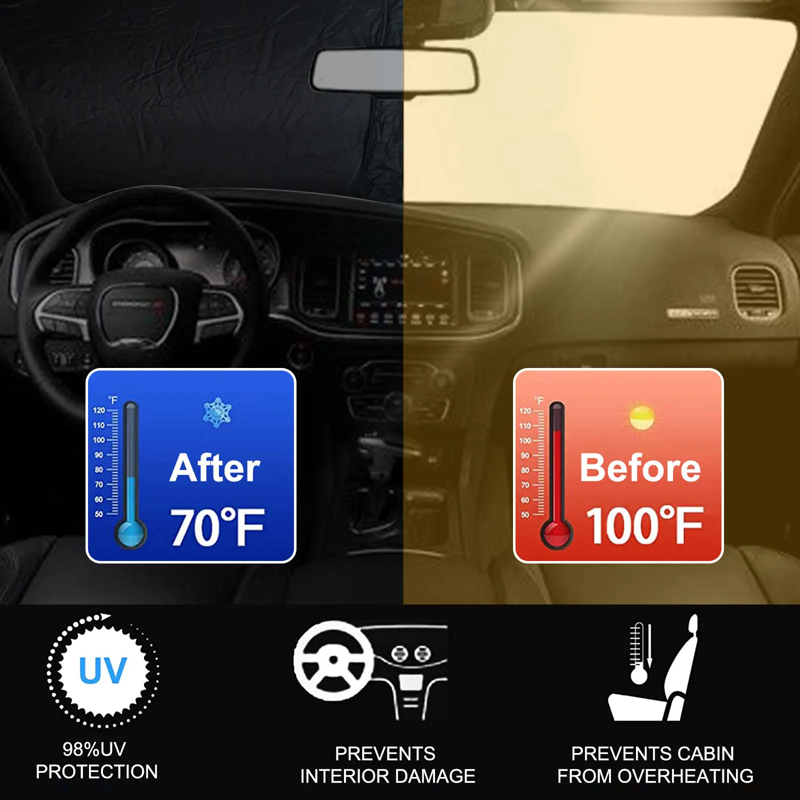 For Dodge Charger 2011- Car Windshield Sunshade Cover Front Window Sun Shade Visor UV Protector Car Interior Accessories