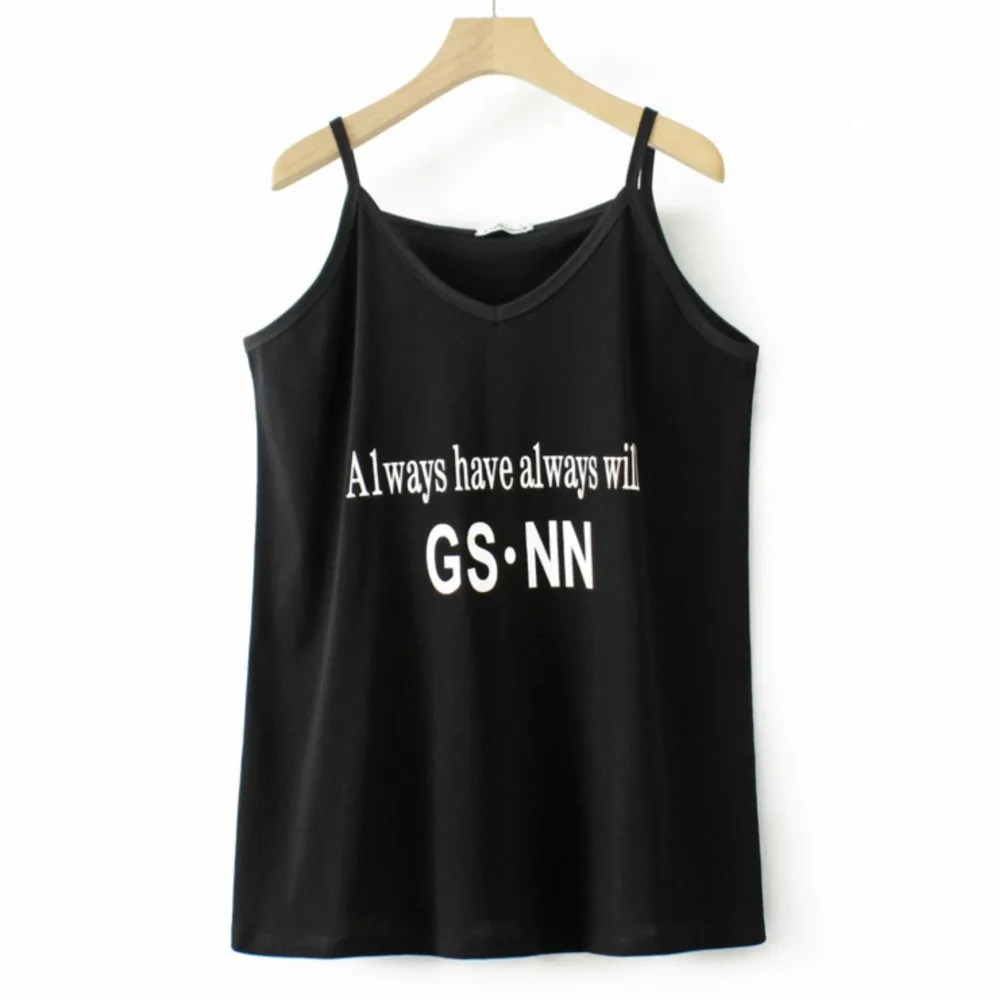 

2023 Summer Clothes Women Camis Plus Size Thin Cotton Letter Print Camisole Casual Wear The Base V-Neck Top Curve S62 F1315