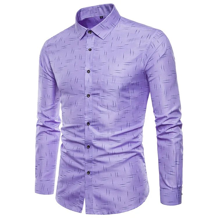 

Mattswag Mens Purple Print Long Sleeve Shirts Spring Autumn Casual Daily Men's Clothing Regular Fit Fashion Shirts Camisa Homme