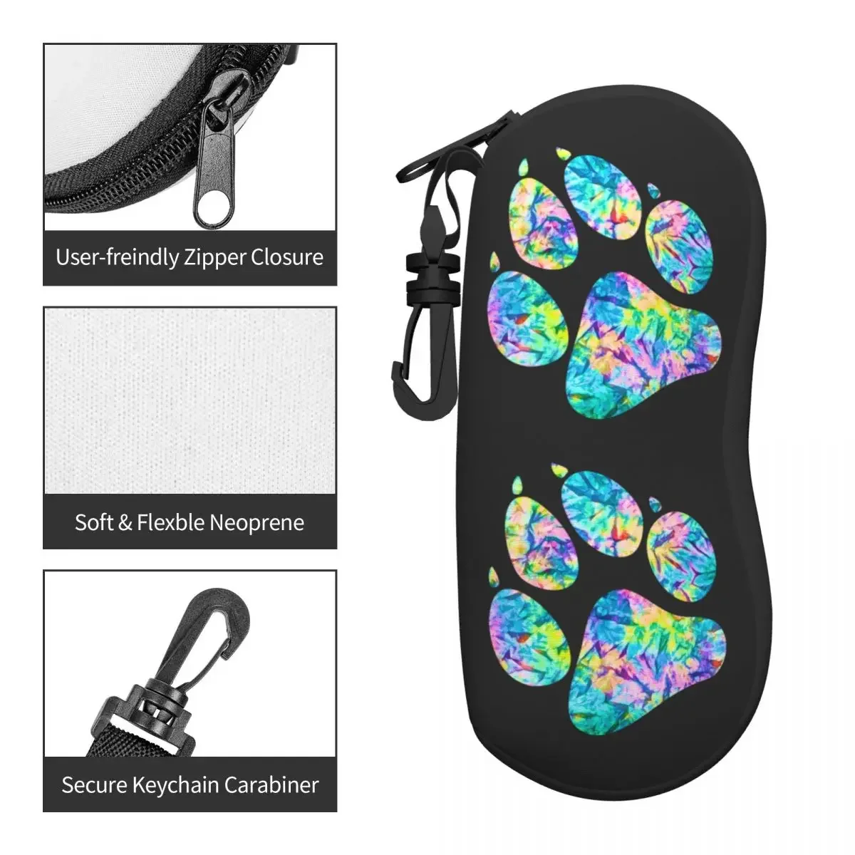 Rainbow Paw Dog Lover Glasses Case Fashion Accessories Sunglasses Storage Box Anti-scratch Eye Contacts Case