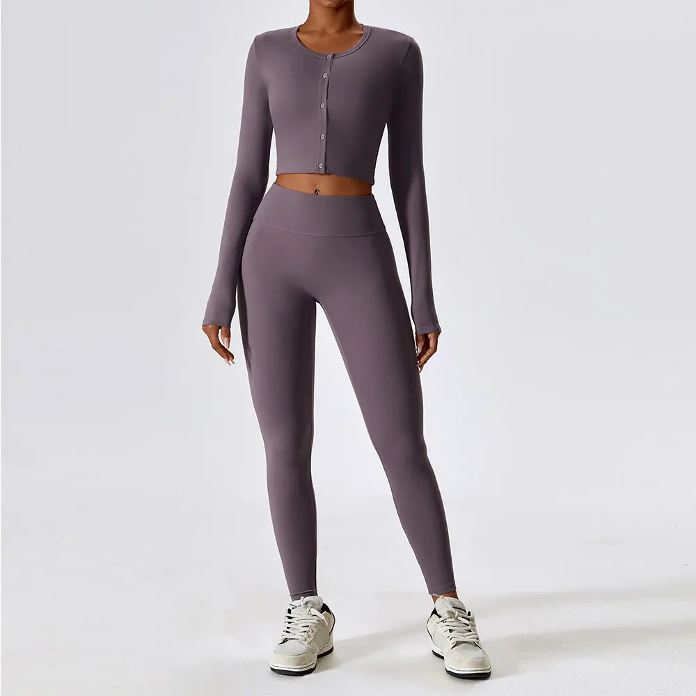 YogaClothingSetWomenHighWaistLeggingsAndTopTwoPieceSet