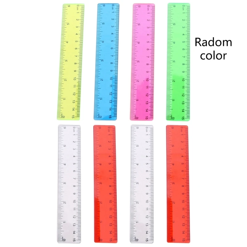 

8Pcs Straight Shatterproof Ruler Math Supplies School Office Measuring Tool Set