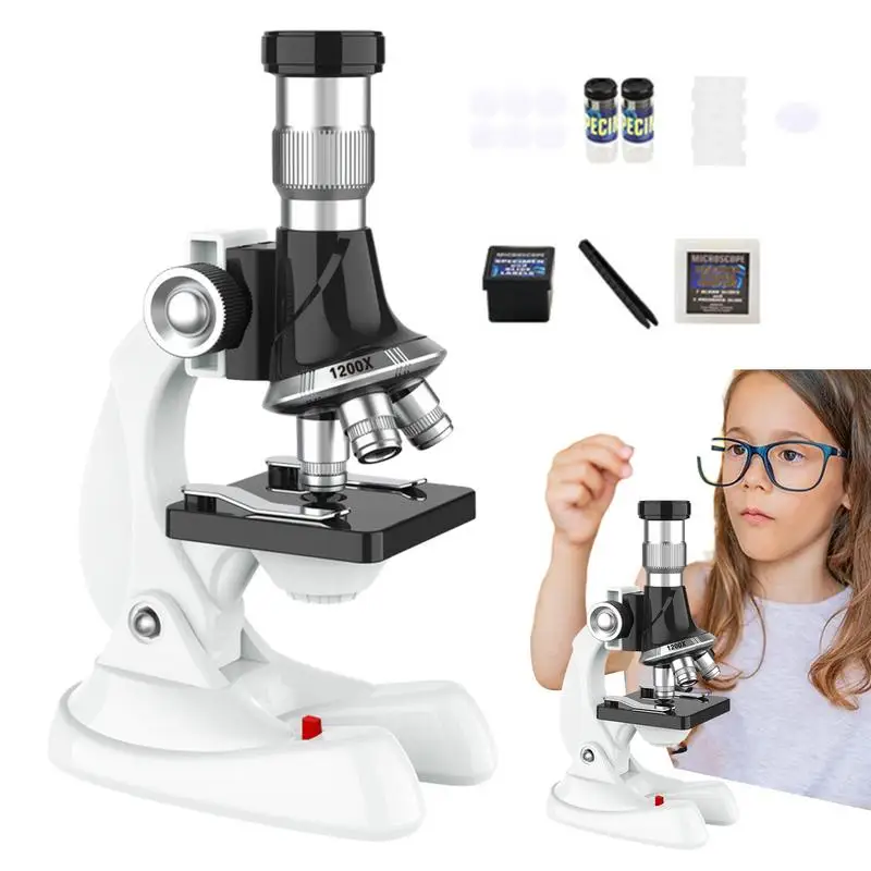 

Children Microscope LED 100X 600X 1200X Microscope Kit Science Experiment Magnifying Glass Equipment Kids Educational Toy Gifts