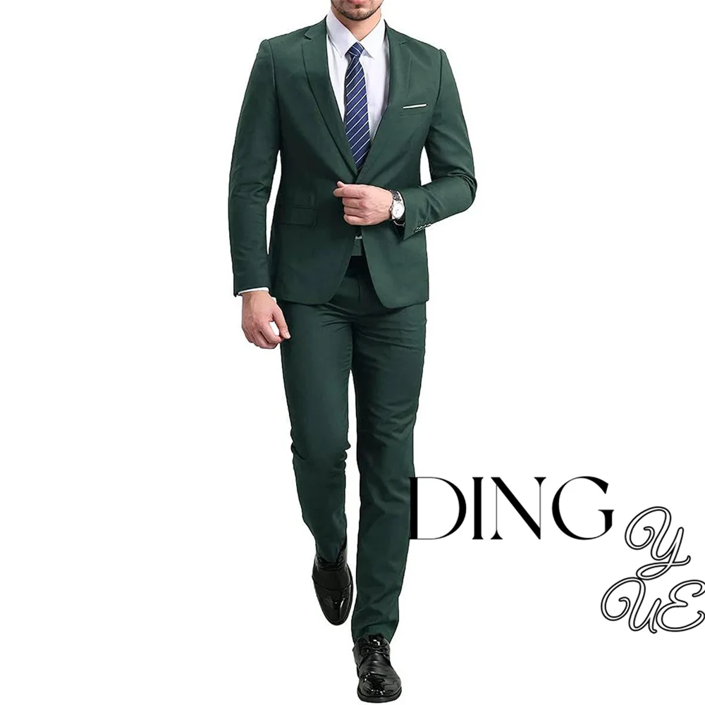 Business Men Suits Slim Fit 2 Piece Male Fashion Jacket with Pants Wedding Tuxedo for Groom Dinner Party Costume