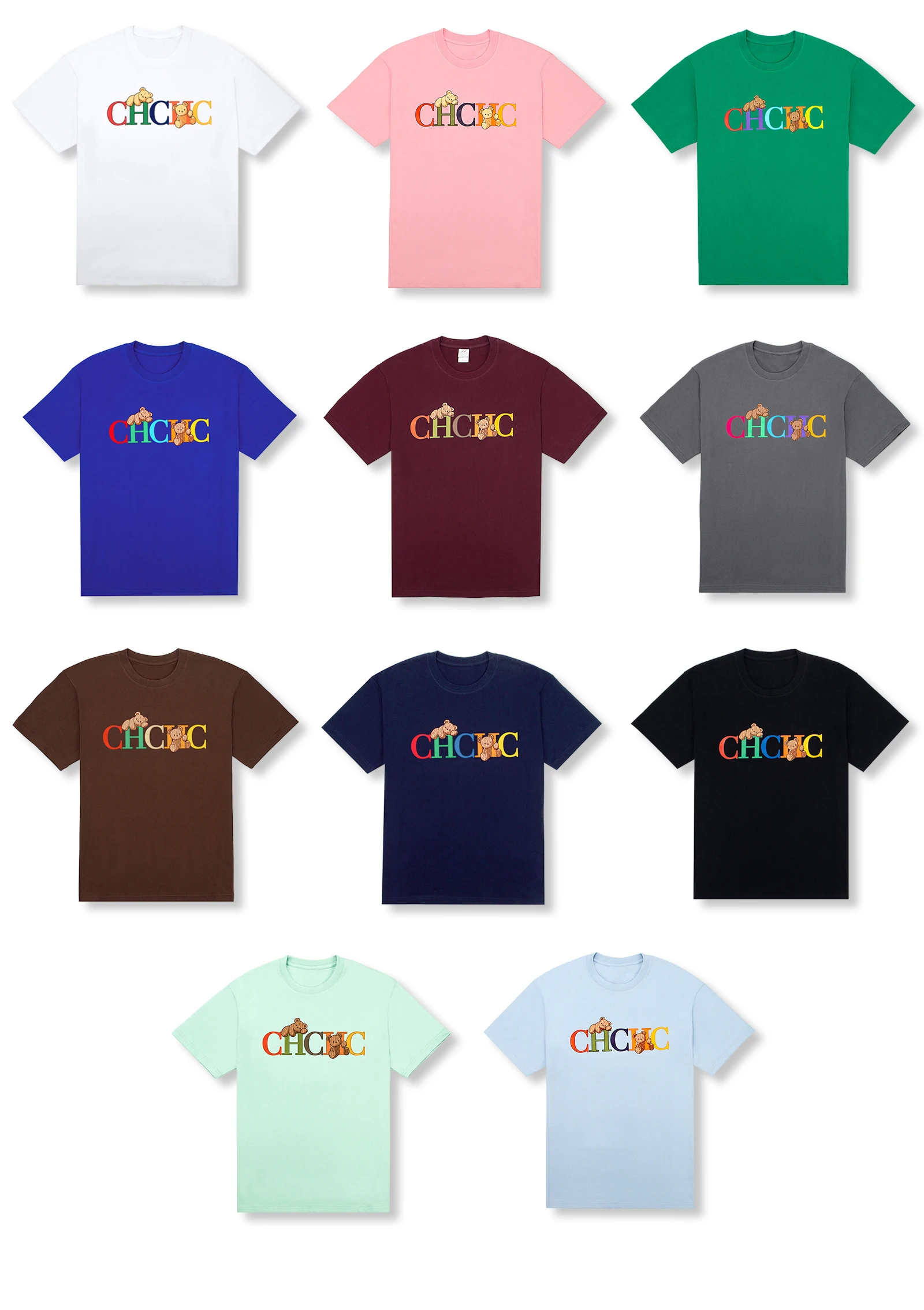 قميص نسائي CH بأكمام قصيرة من القطن الخالص ورقبة د...