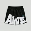 Simple AWE Letters Mens Short Pants Fashion Trend Streetwear 3D Printed Beach Shorts Loose Harajuku Cool Hip Hop Board Shorts 1
