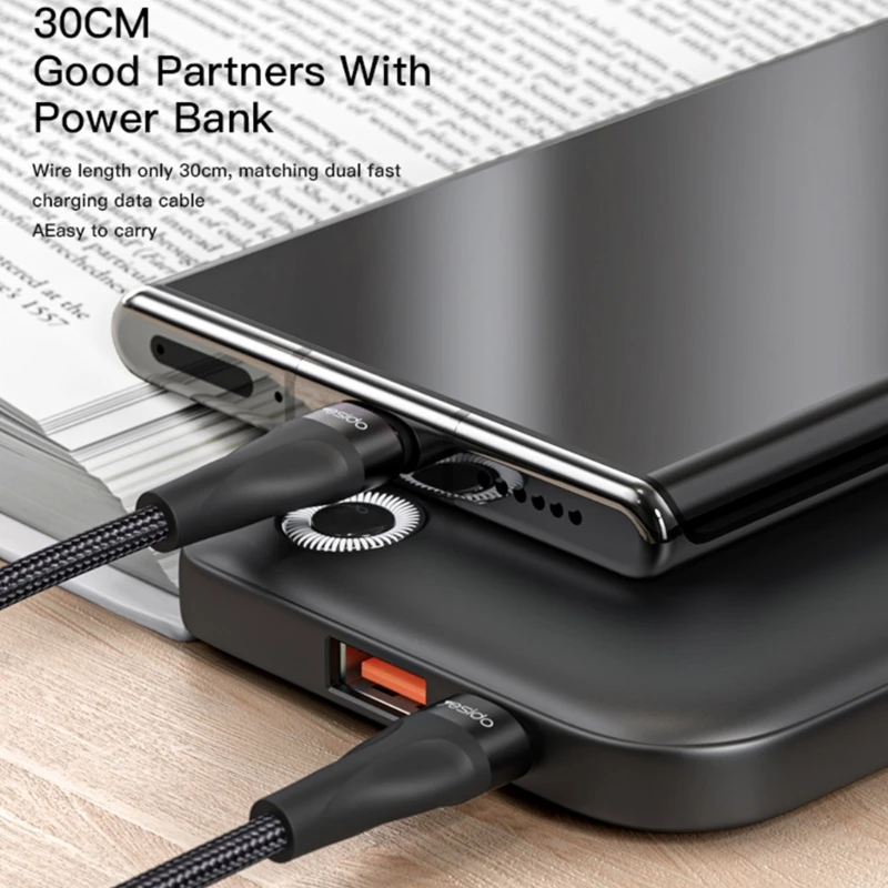 45W 30cm Short USB C to USB C Cable Type to Type Cable Fast Charging Data Transfer for Phone 15 Cellphone F19E