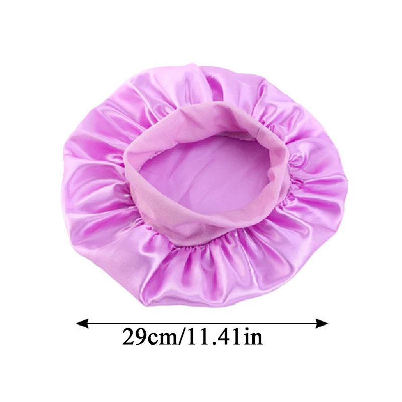 Kids Satin Solid Color Sleeping Hat Night Sleep Baotou Cap Cute Bow Elastic Hair Care Bonnet Nightcap Bonnet Turban Headwear