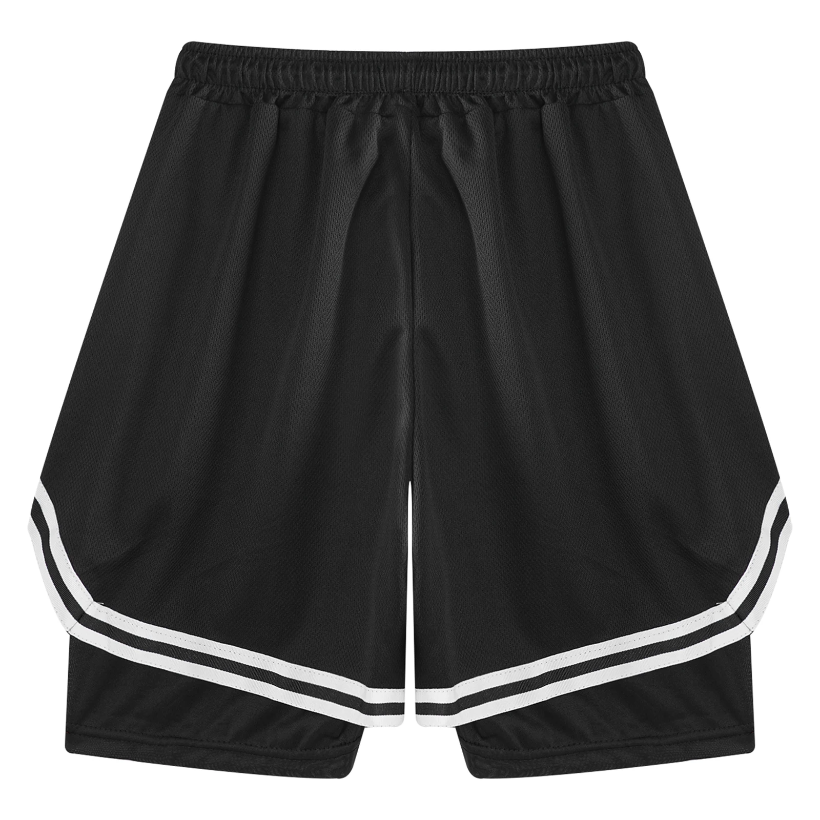 FEESHOW Children Boys Sport Shorts Built-in Leggings Drawstring Shorts Kids Running Basketball Athletic Cycling Training Clothes