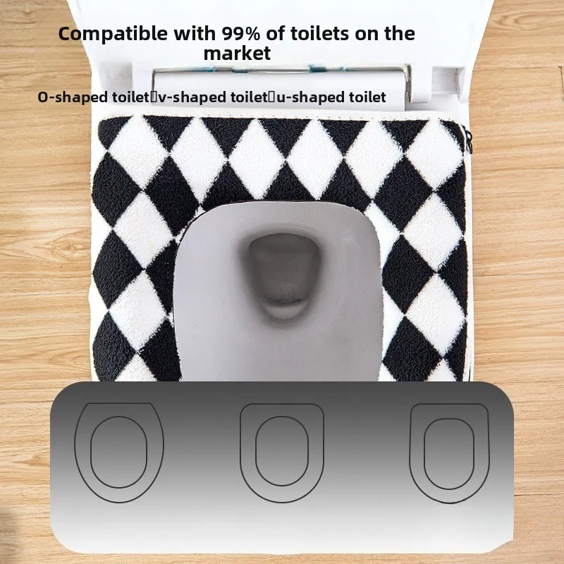 Household Zipper Toilet Seat Cushion Four Seasons Universal Toilet Cover Winter Toilet Cushion Cover Waterproof