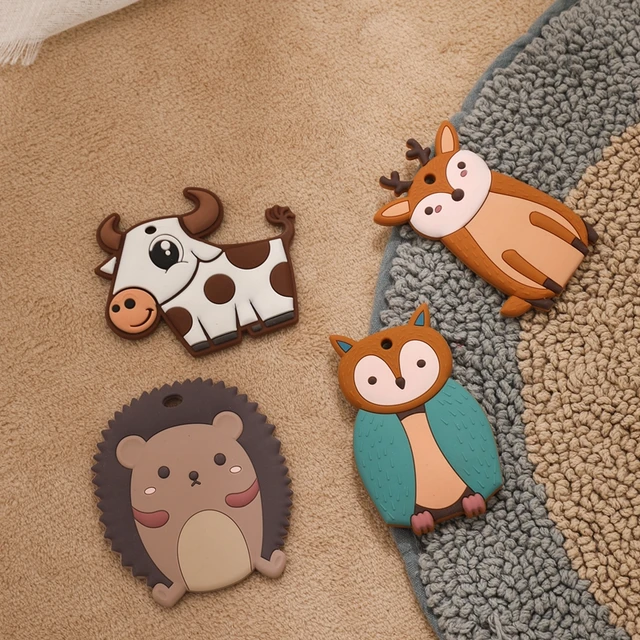 1PC Food Grade Silicone Baby Teether Toy Babies Educational Animals Toys for Children BPA Free Eco-friendly Baby Teether Toys 2