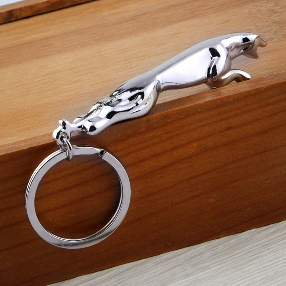 New Classic Silver Color Stainless Steel Leopard Keychain Jaguar