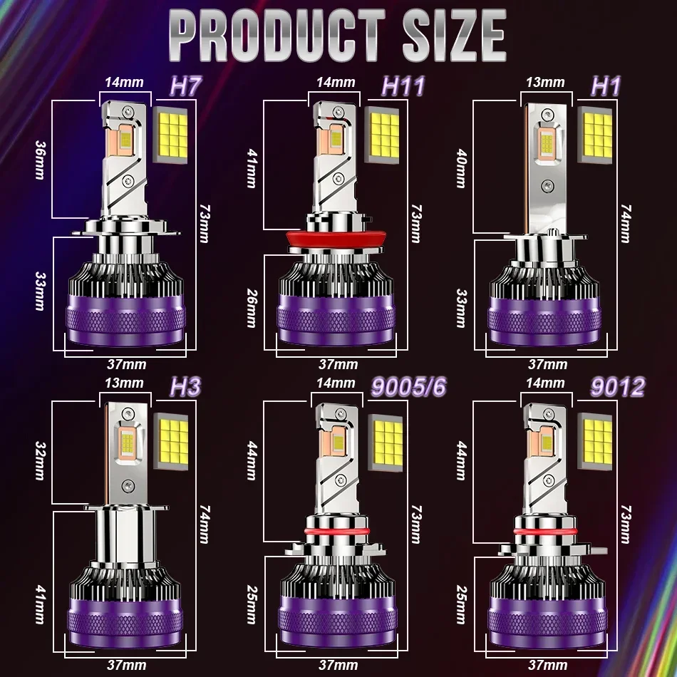 Canbus H4 LED 헤드라이트, 6500K 자동차 조명, 하이 로우 빔 LED 라이트, 안개등, H8 9005 HB3 9006 HB4 9012 HIR2 9084 CSP K5C