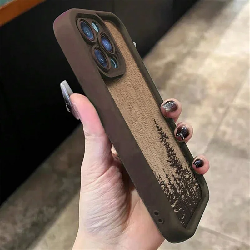 Retro Forest Wood Pattern Soft Phone Case Cover