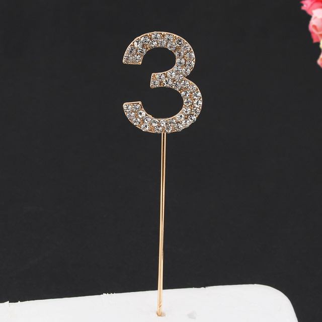 Topper Happy Birthday Party Glitter Alloy Rhinestone 1-9 Number Baby Shower Birthday 1 Year Birthday Digital Diy Cake Decor