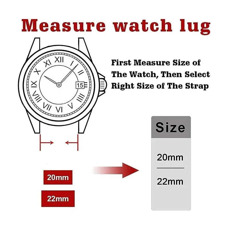 Universal Silicone Sport Strap, 22mm/20mm - Premium Watch Band Bracelet