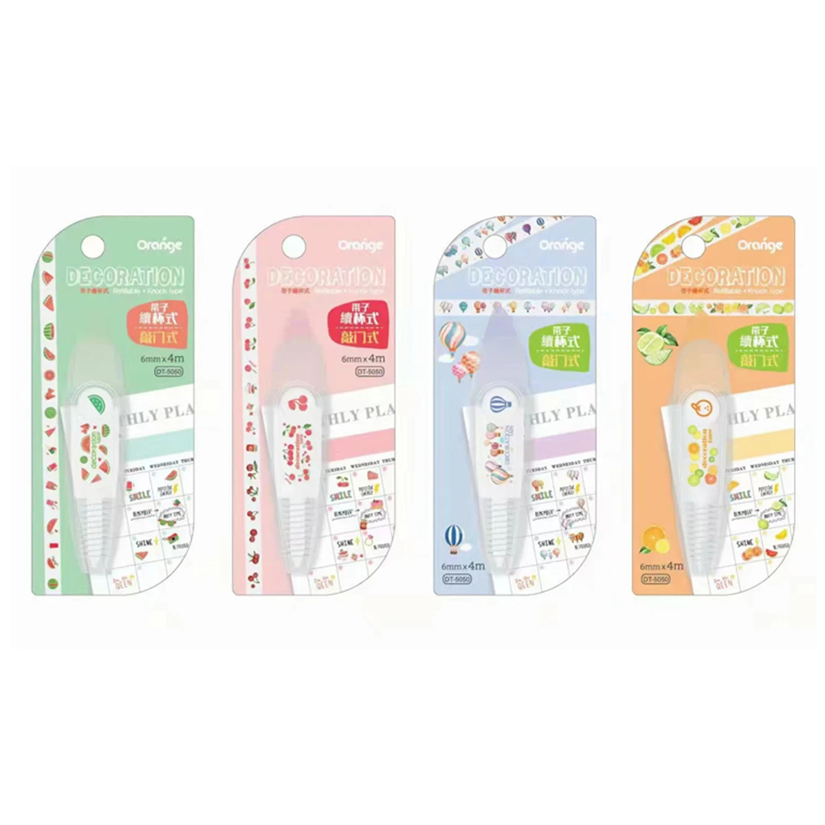 KawaiiDuck Panda Cherry Fish Balloon Strawberry Press Type Decorative Correction Tape Diary Stationery School Supply correction tape