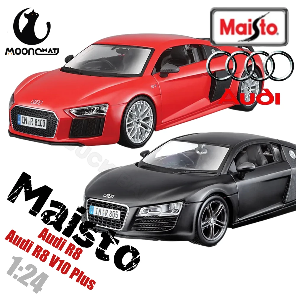

Модель автомобиля Maisto 1/24 Audi R8/Audi R8 V10 Plus, спортивный автомобиль из сплава, ретро литой классический автомобиль, Коллекционная модель, подарок, украшение автомобиля