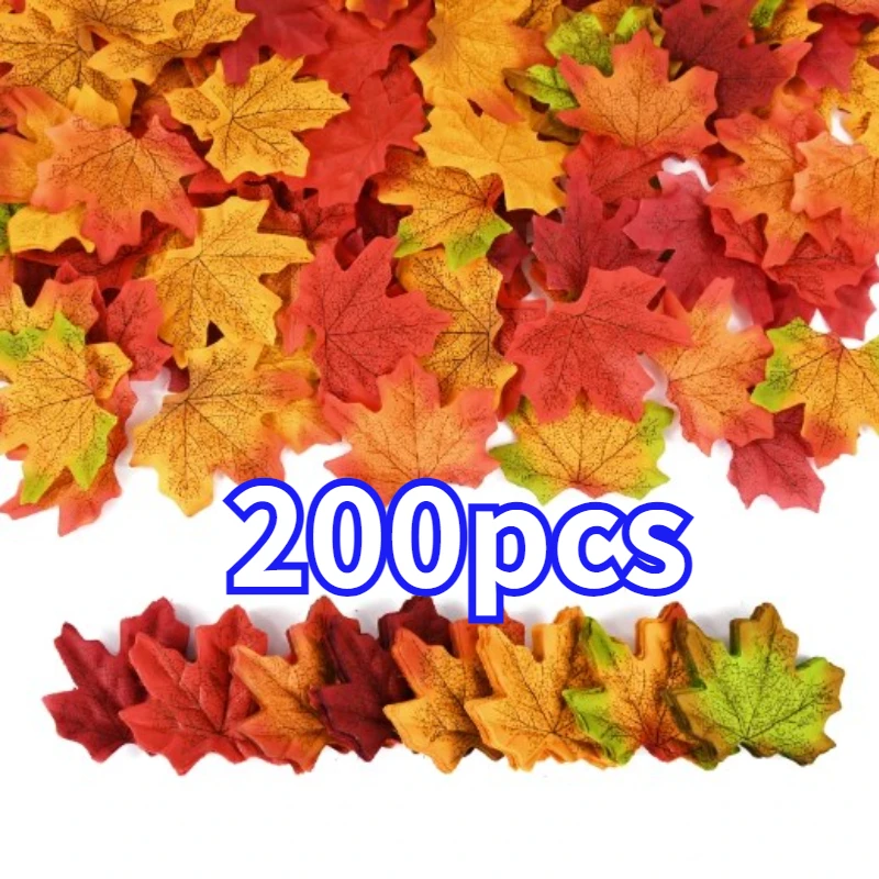 100/200Pcs Autumn Maple Leaf Fall Fake Silk Leaves Craft Wedding Party Decoration Scrapbooking Mixed Fall Fake Flower