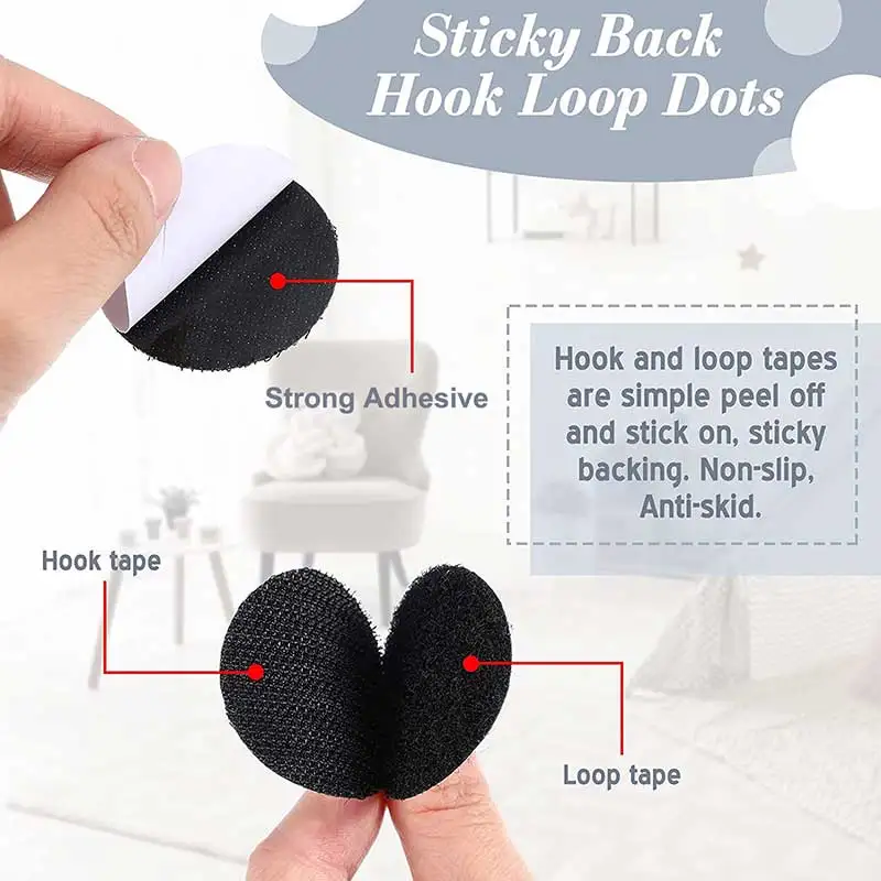 5-30Pairs Self Adhesive Hook and Loop Fastener Dots Sticky Nylon Hook Loop Interlocking Adhesive Tape Sofa Carpet Anti Slip Mat