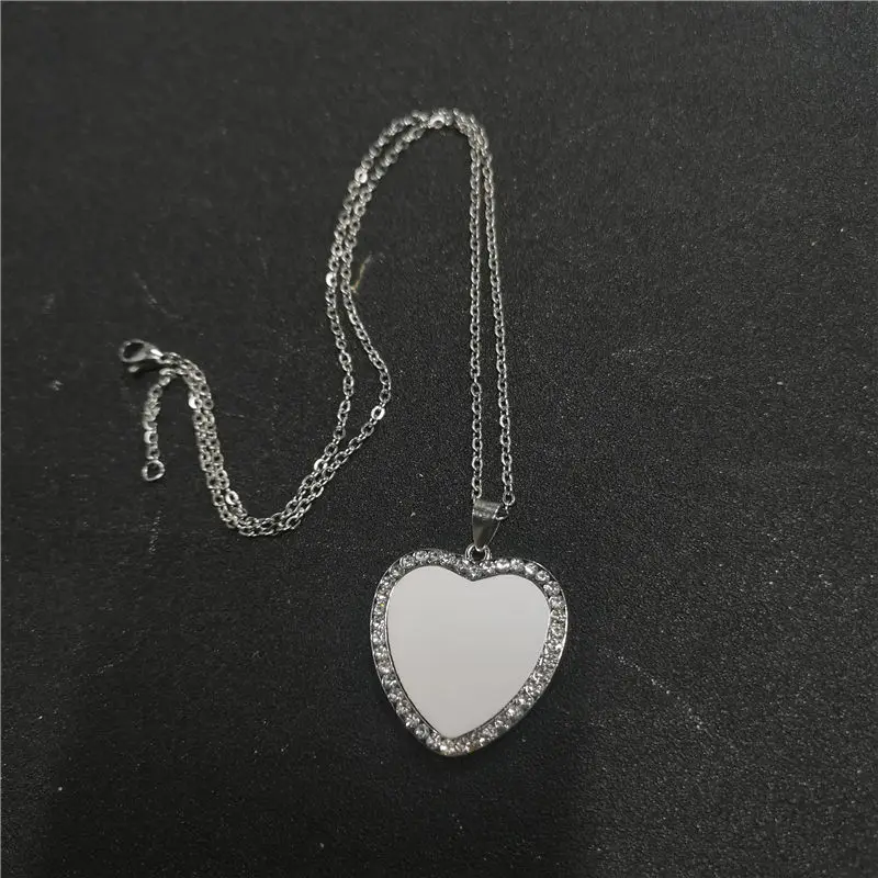 

sublimation blank heart necklaces pendants with stainless steel chains hot tranfer printing consumable 30pieces/lot