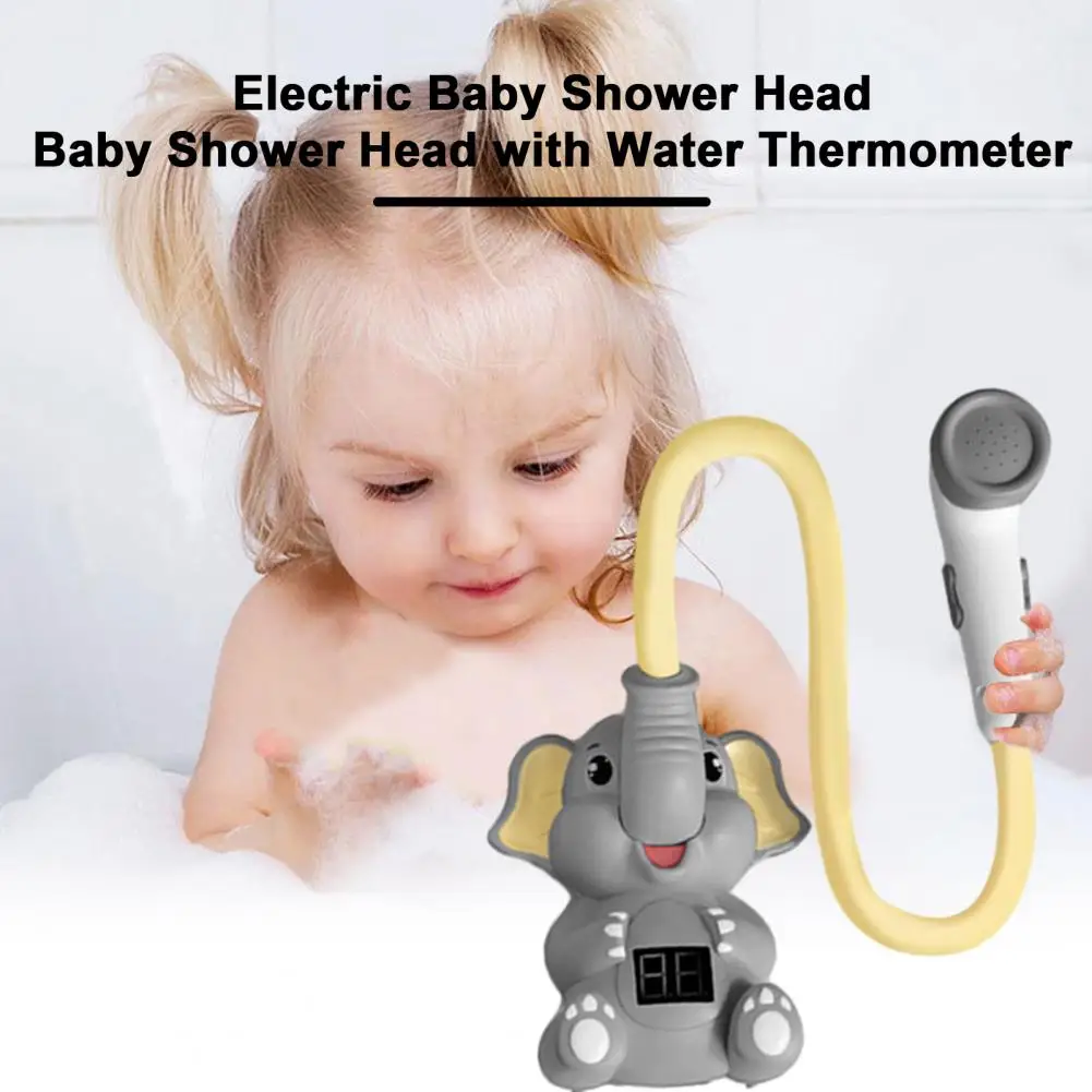 Elephant Baby Shower Head Rechargeable Lcd Display Water Thermometer For Toddlers Boys