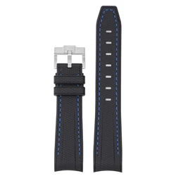 Waterproof Sport Silicone Rubber Watch Band with 20mm Curved Ends - 20mm (Black blue)