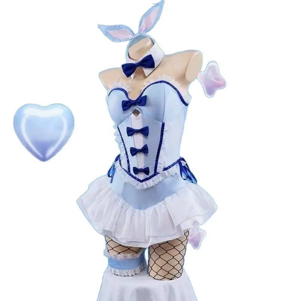 Blue Bunny Cosplay Costume shown with bow details, mini dress shape, and cute themed styling